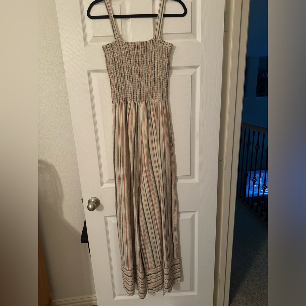 Large American Thread Jumpsuit (Cream w/ red and blue stripes)